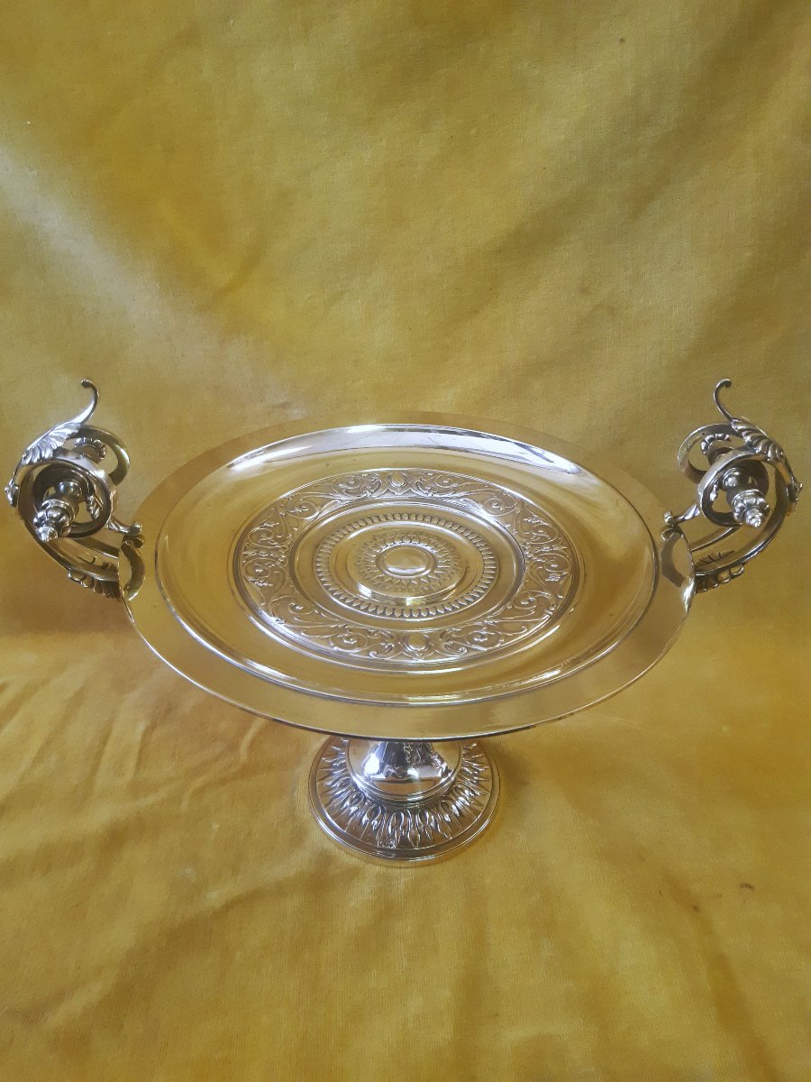 Grande Coupe sur Pied , Ansée, en Bronze Doré, Centre de Table, Napoléon III 19éme-photo-2