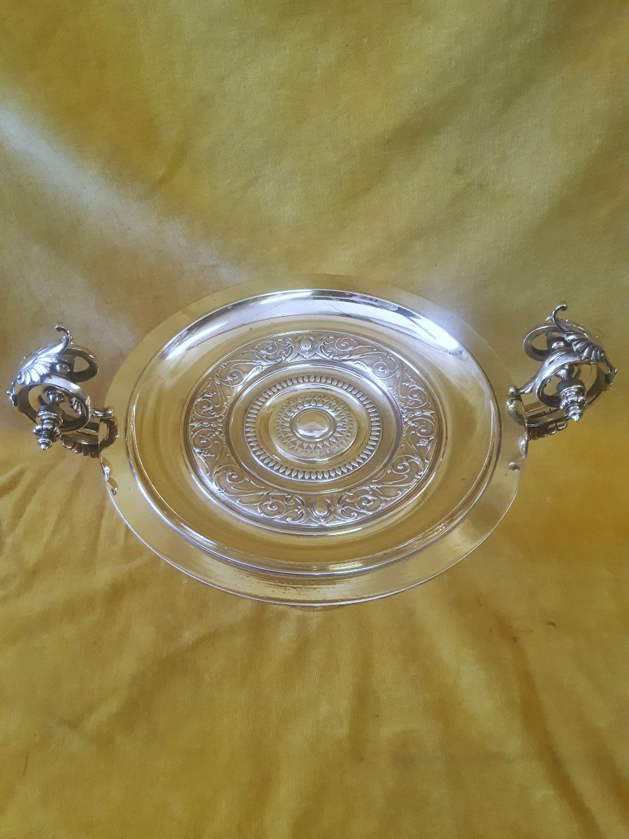 Grande Coupe sur Pied , Ansée, en Bronze Doré, Centre de Table, Napoléon III 19éme-photo-3