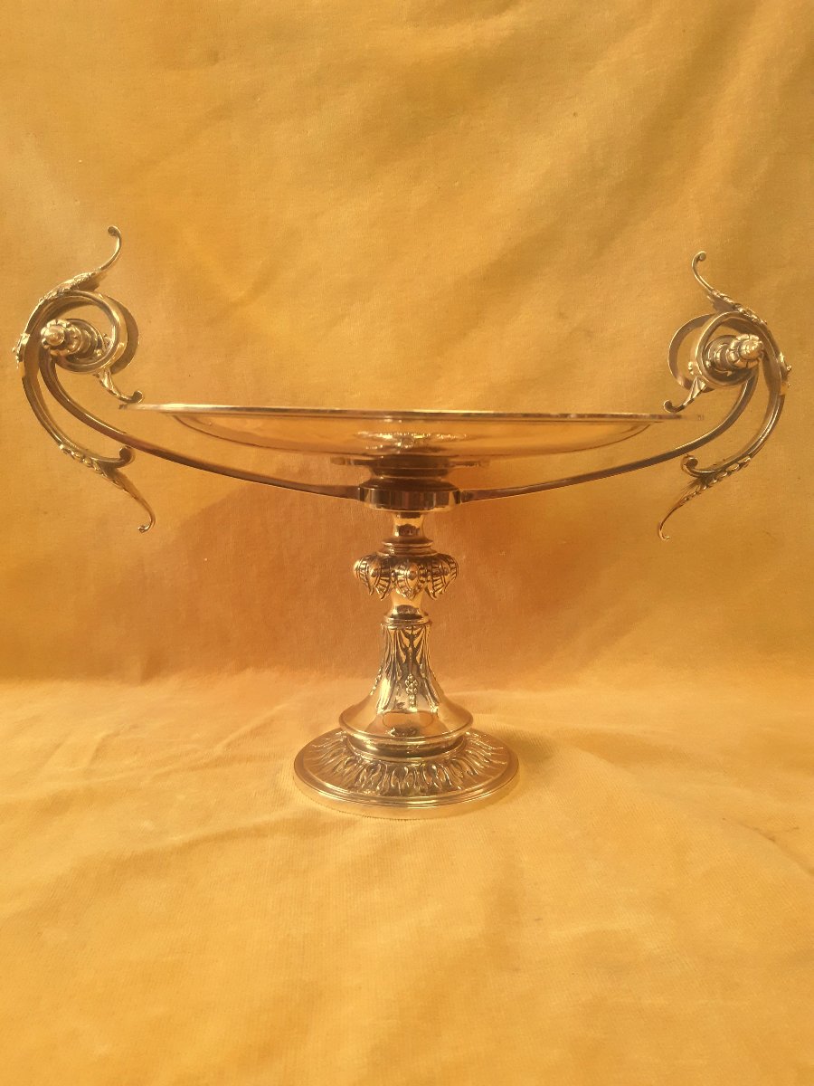 Grande Coupe sur Pied , Ansée, en Bronze Doré, Centre de Table, Napoléon III 19éme-photo-4