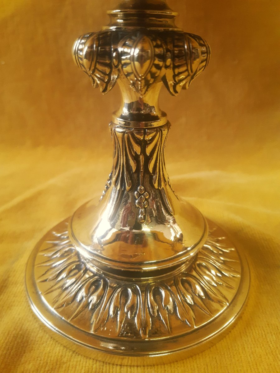 Grande Coupe sur Pied , Ansée, en Bronze Doré, Centre de Table, Napoléon III 19éme-photo-2