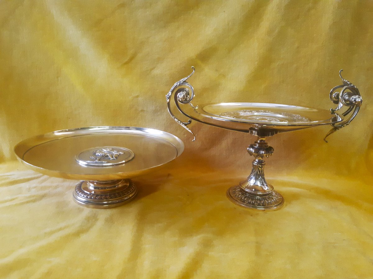Grande Coupe sur Pied , Ansée, en Bronze Doré, Centre de Table, Napoléon III 19éme-photo-8