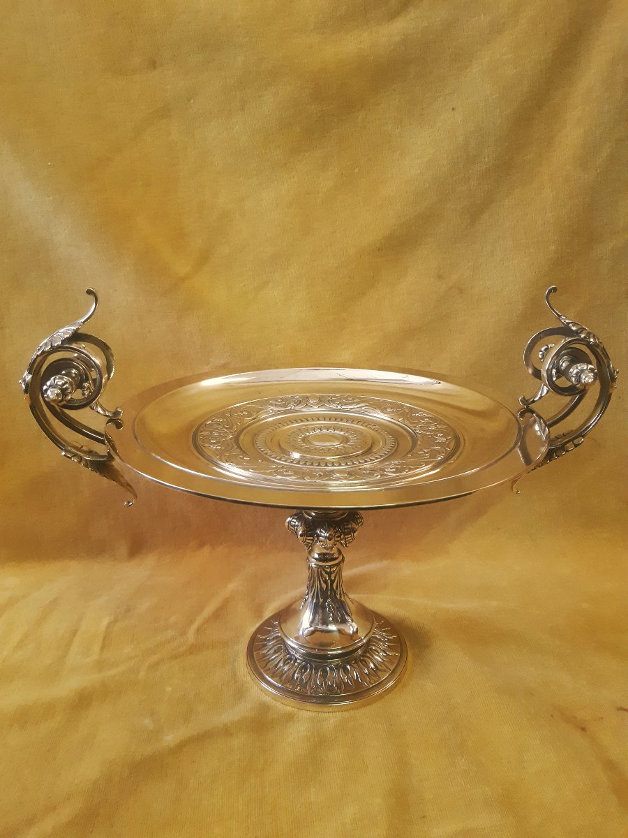 Grande Coupe sur Pied , Ansée, en Bronze Doré, Centre de Table, Napoléon III 19éme