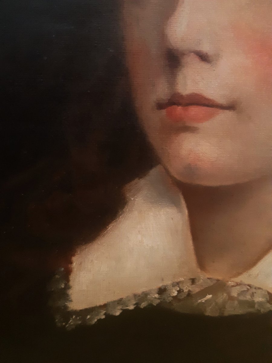 Portrait de Famille Encadré Huile sur toile Jeune fille19-20éme -photo-1