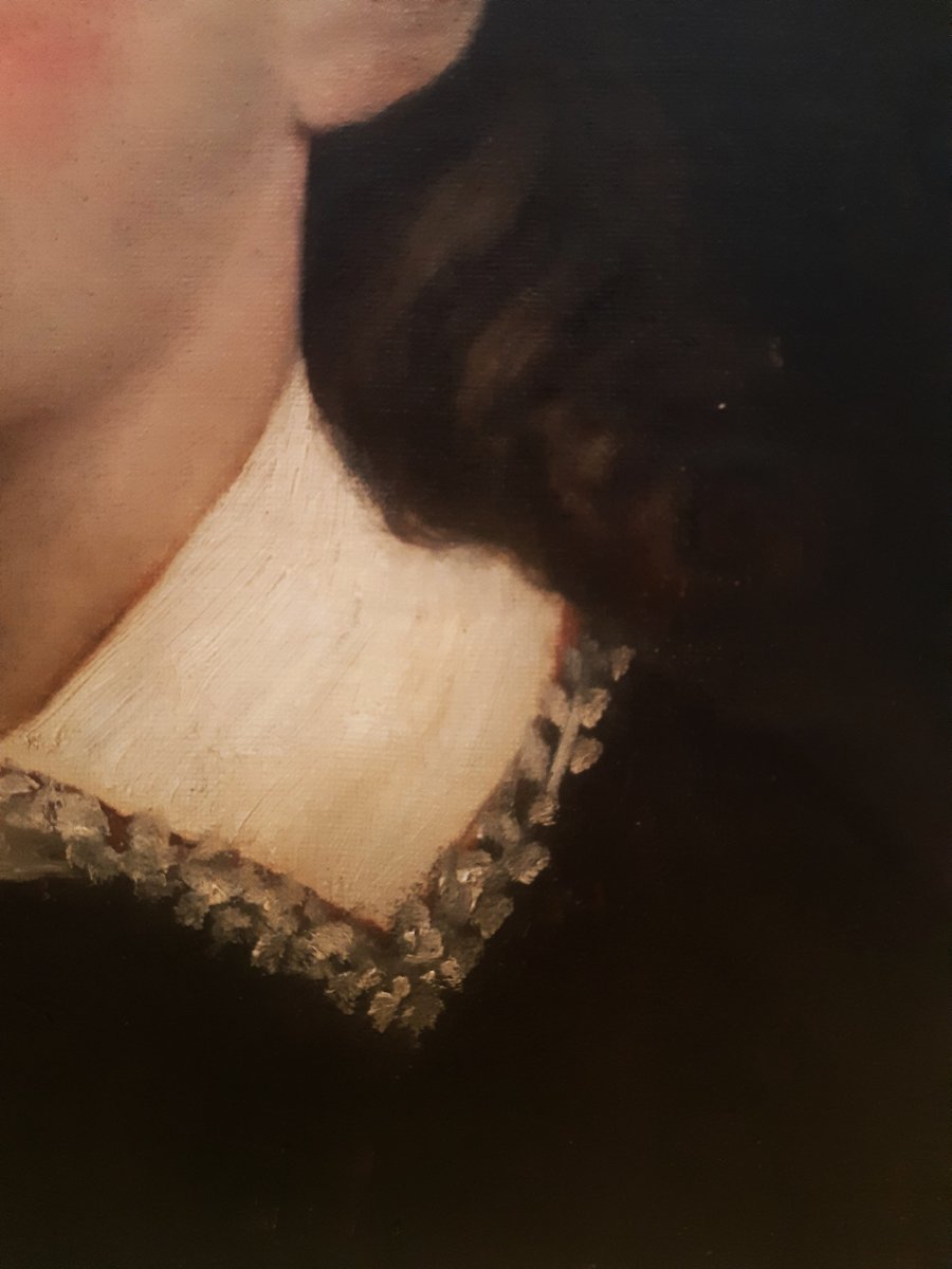 Portrait de Famille Encadré Huile sur toile Jeune fille19-20éme -photo-2
