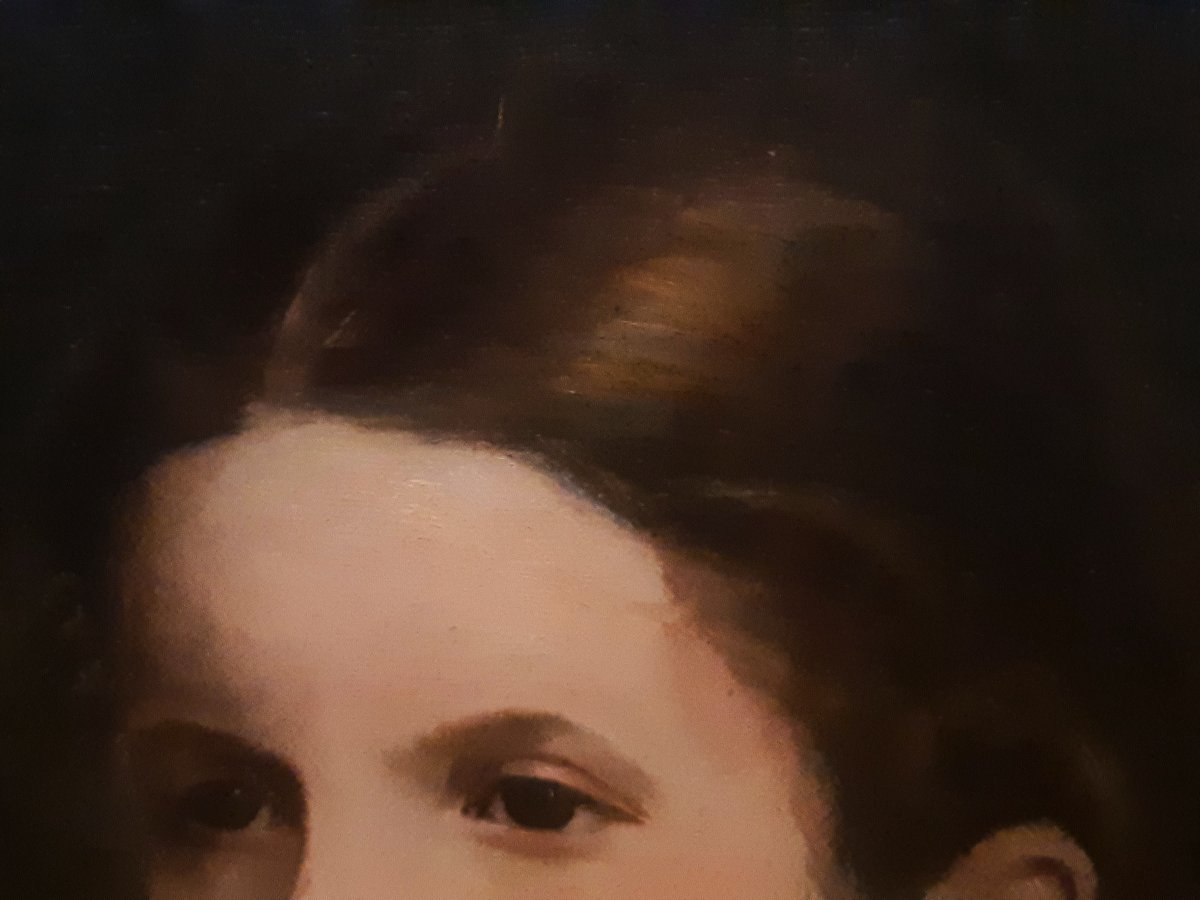 Portrait de Famille Encadré Huile sur toile Jeune fille19-20éme -photo-3