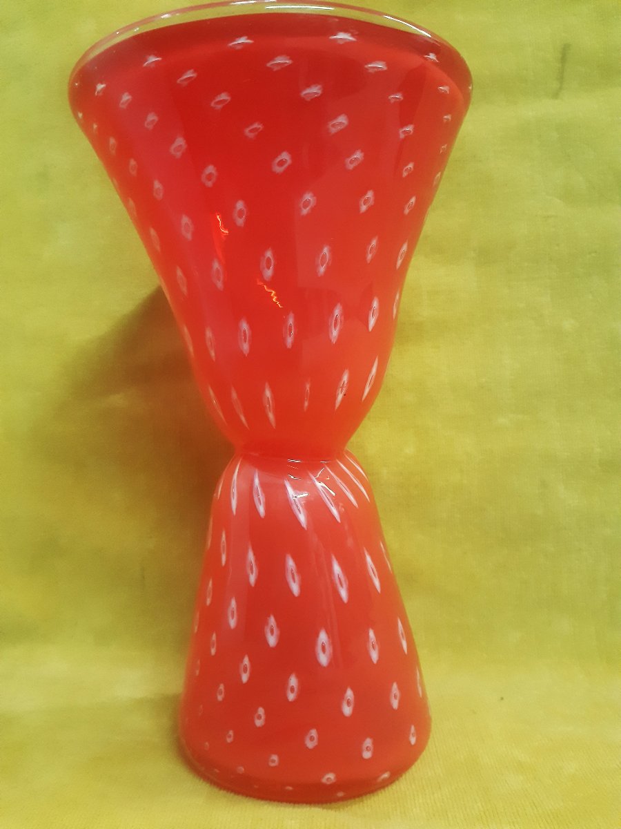 Vase Forme Diabolo Vénitien Murano Soufflé Sommerso 1950/70 SEGUSO( ?)-photo-2