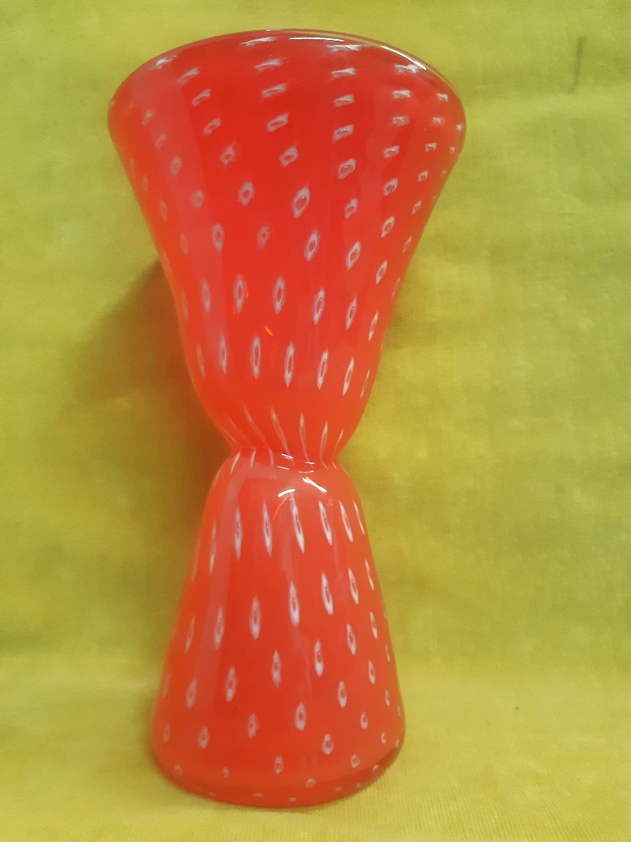 Vase Forme Diabolo Vénitien Murano Soufflé Sommerso 1950/70 SEGUSO( ?)-photo-3