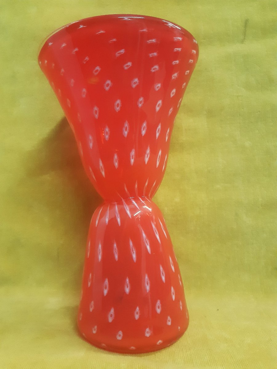 Vase Forme Diabolo Vénitien Murano Soufflé Sommerso 1950/70 SEGUSO( ?)