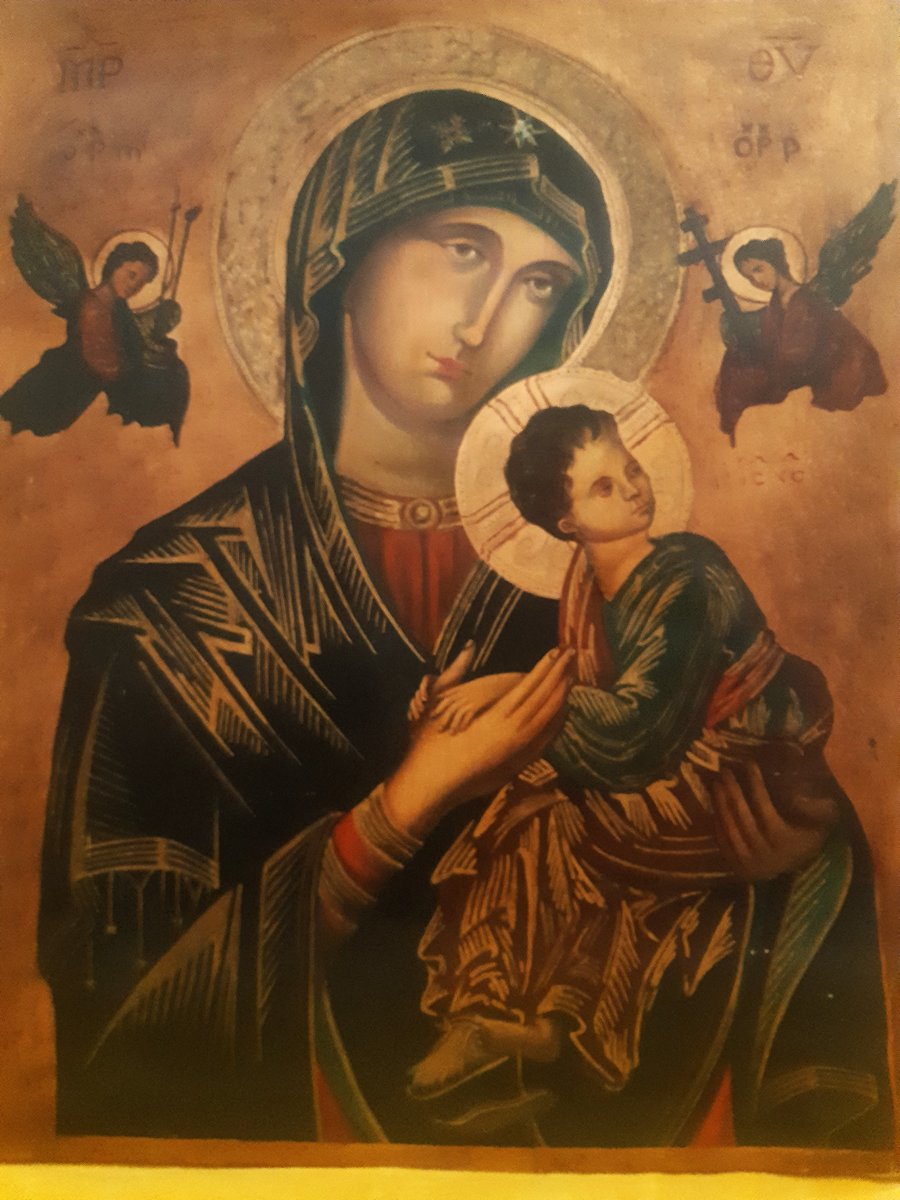   Large Icon On A Panel: Our Lady Of Perpetual Help, The Child Jesus, And The Archangels, 1950s-photo-2