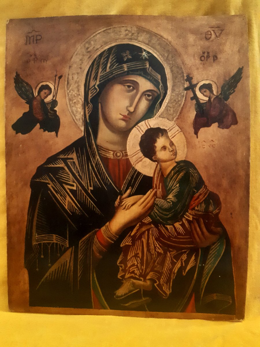   Large Icon On A Panel: Our Lady Of Perpetual Help, The Child Jesus, And The Archangels, 1950s