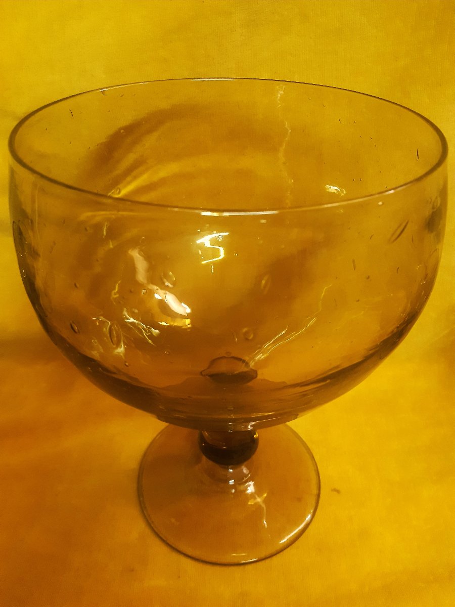 Ensemble de LA VERRERIE de BIOT  Artisanale et Soufflée pour Punch ou Sangria Année 70-photo-2