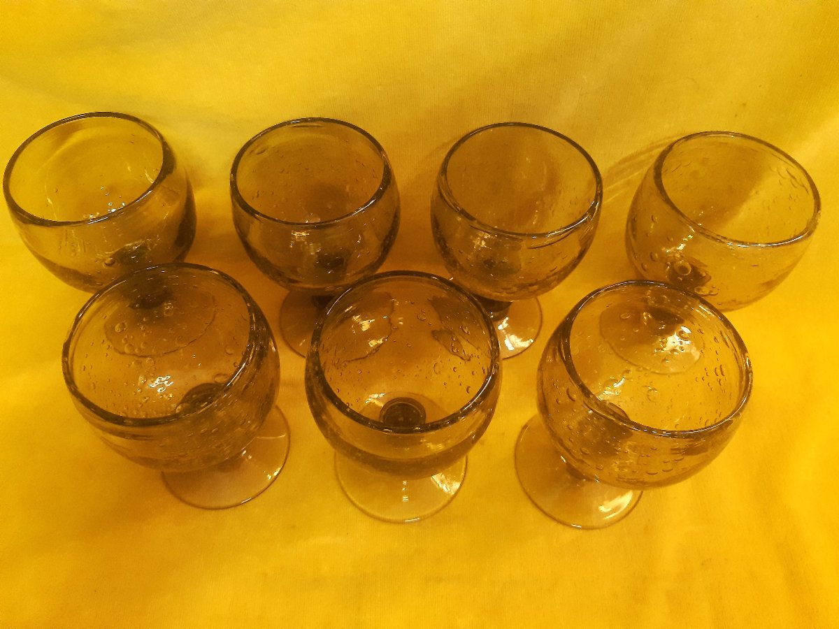 Ensemble de LA VERRERIE de BIOT  Artisanale et Soufflée pour Punch ou Sangria Année 70-photo-5