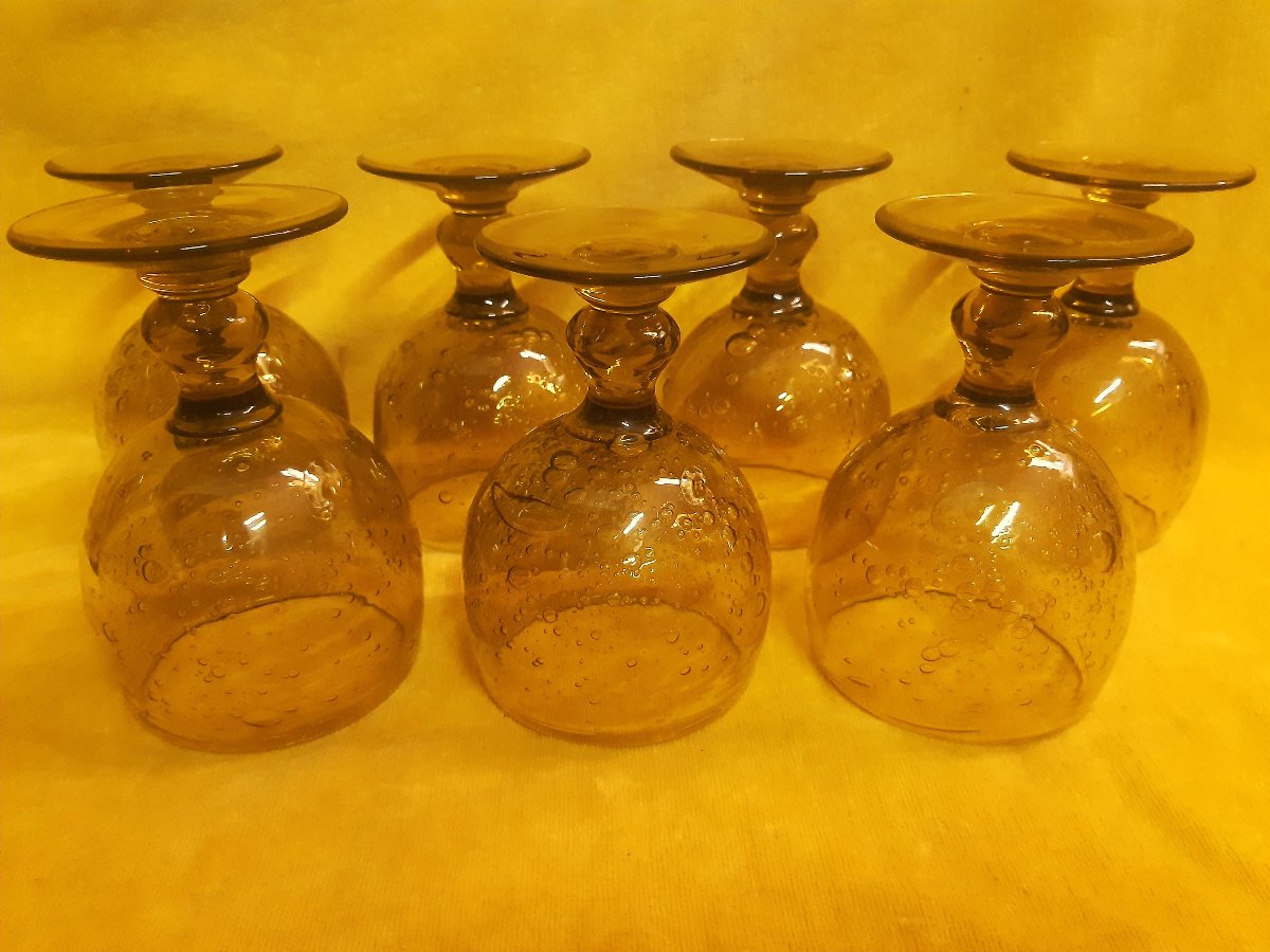 Ensemble de LA VERRERIE de BIOT  Artisanale et Soufflée pour Punch ou Sangria Année 70-photo-6