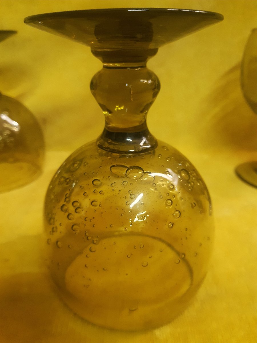 Ensemble de LA VERRERIE de BIOT  Artisanale et Soufflée pour Punch ou Sangria Année 70-photo-8