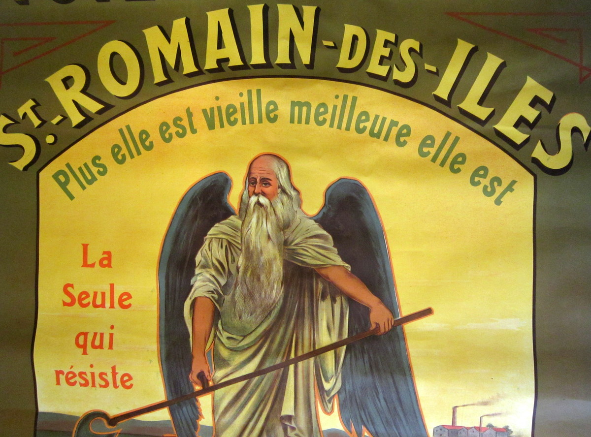 Affiche Litho Publicitaire Tuilerie Chronos Dieu Du Temps Vers 1900-photo-2