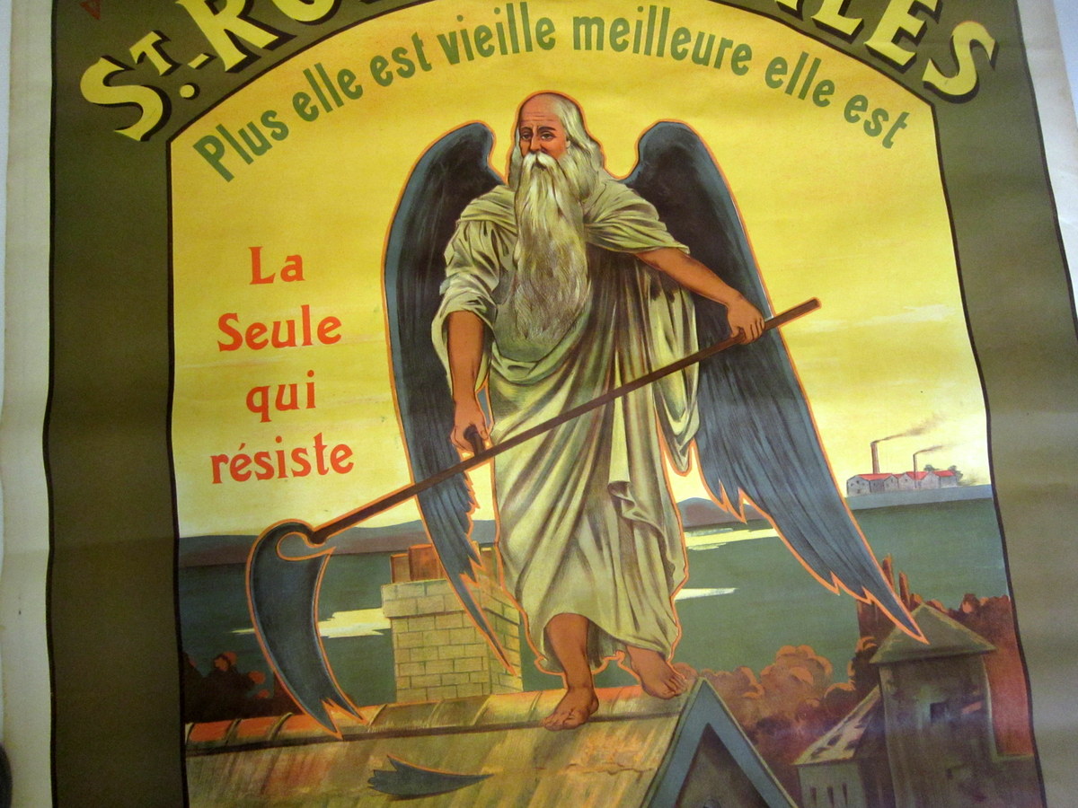 Affiche Litho Publicitaire Tuilerie Chronos Dieu Du Temps Vers 1900-photo-1