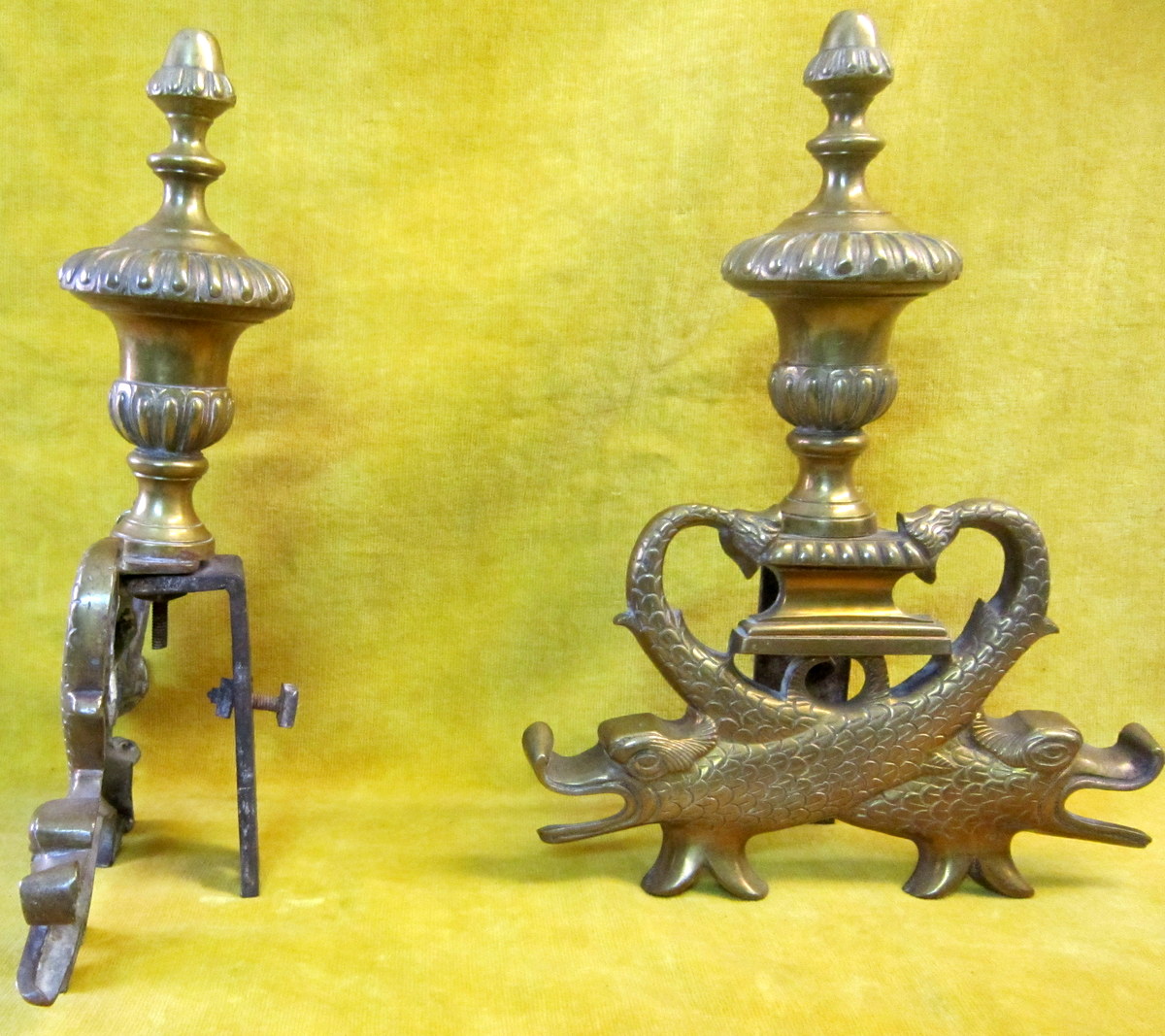 For Andirons Dolphins Style Bronze Lxiv 19th-photo-4