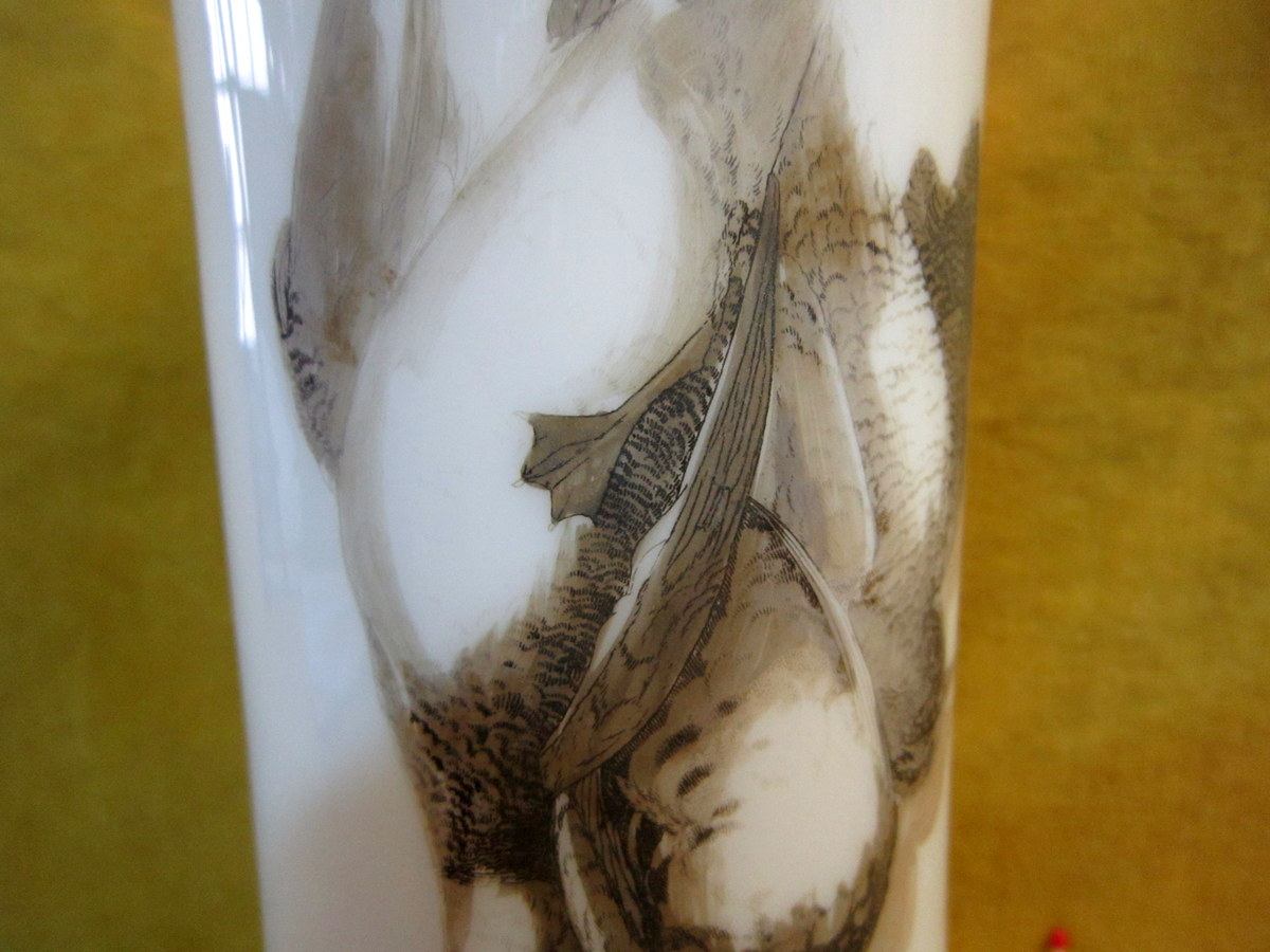 Vase Opaline Décor Peint Gibier  Napoléon III 19éme-photo-4