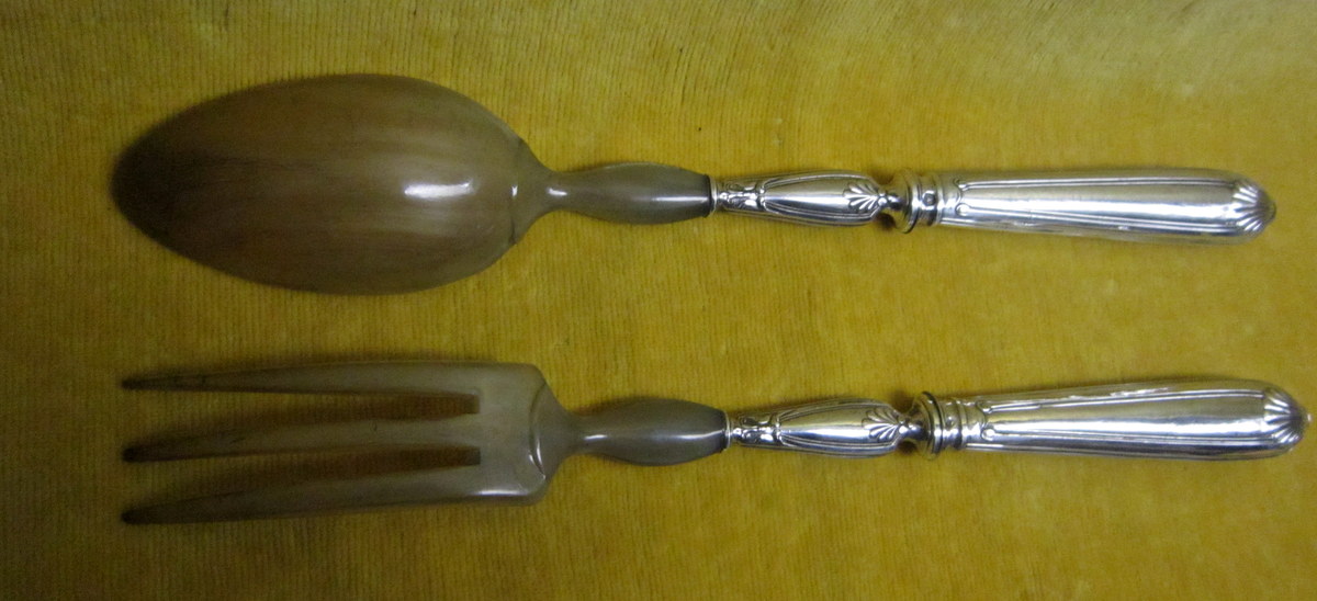 Service Salad Spoon Fork Coquille St Lxv Silver-photo-3