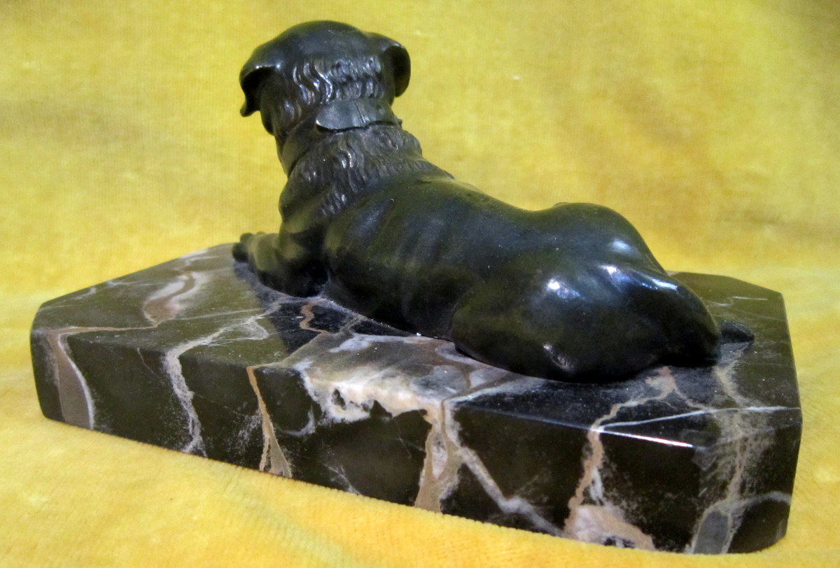 Mastiff Mastiff Dog Statue Bronze Art Deco On 30 Marble Portor-photo-2