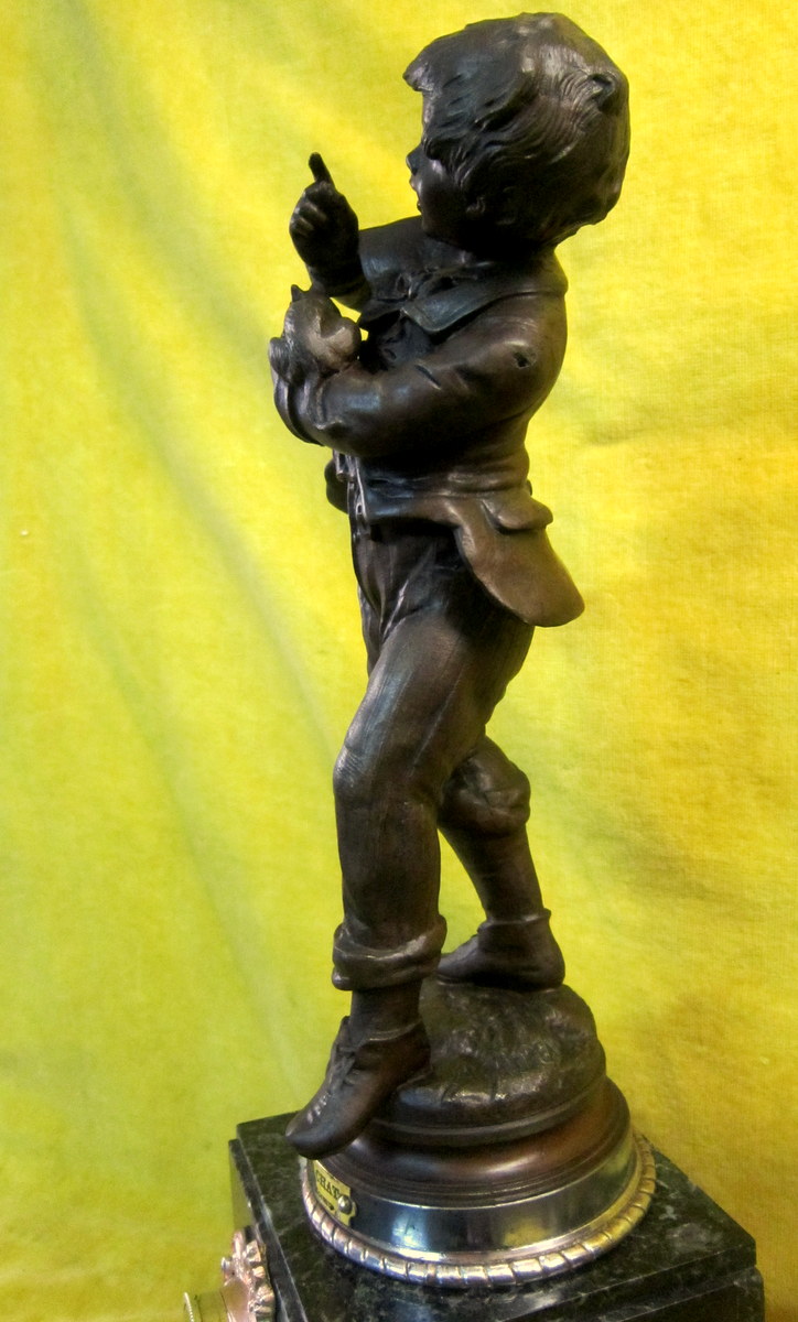 Pendulum "enfant Au Chat" Auguste Moreau 19th Napoleon III III-photo-2
