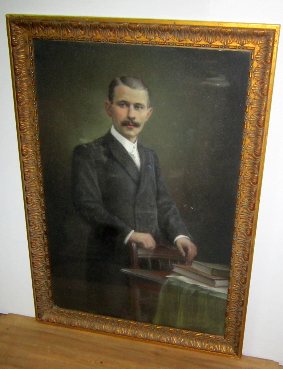 Grand Pastel Portrait Of Male Box 19th