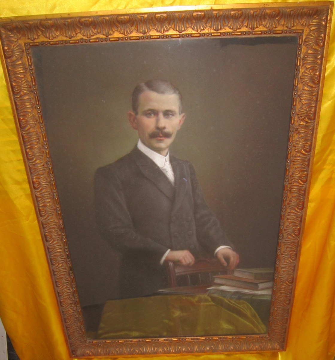 Grand Pastel Portrait Of Male Box 19th-photo-2