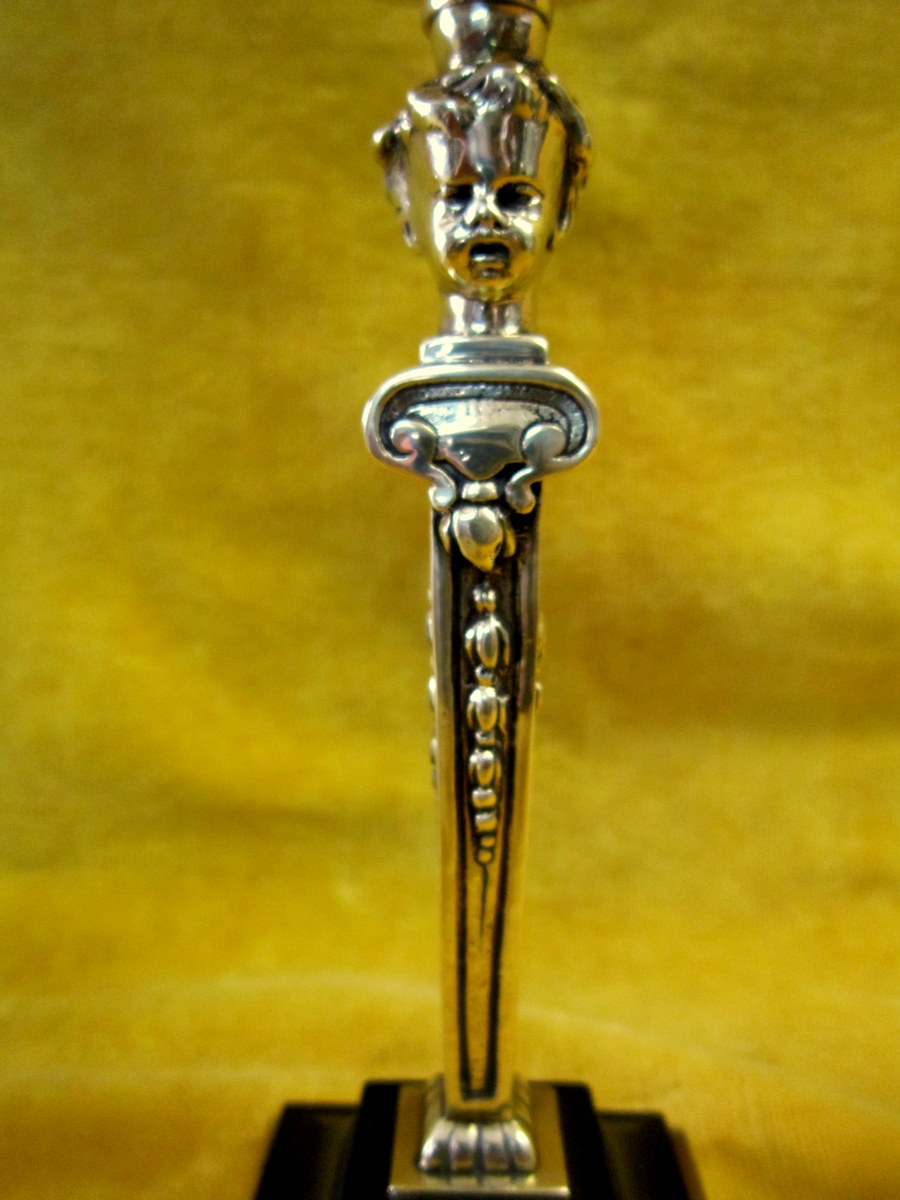 Candle Torches Head Of Child Bronze Cherub St Lxvi Napoleon III 19th-photo-2