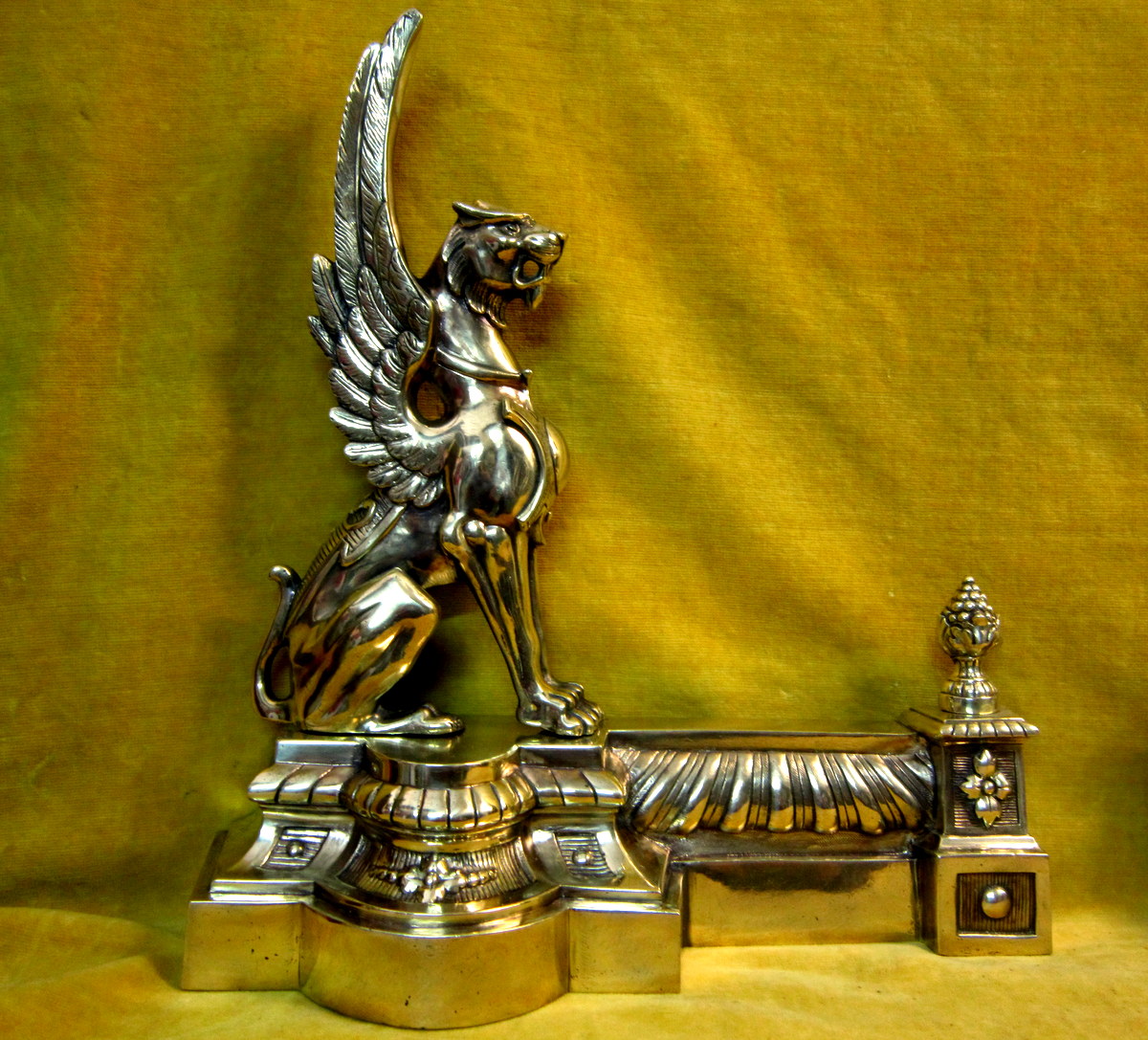 Devant De Cheminée Barre De Foyer Réglable Griffons Ailés Bronze Empire -photo-2