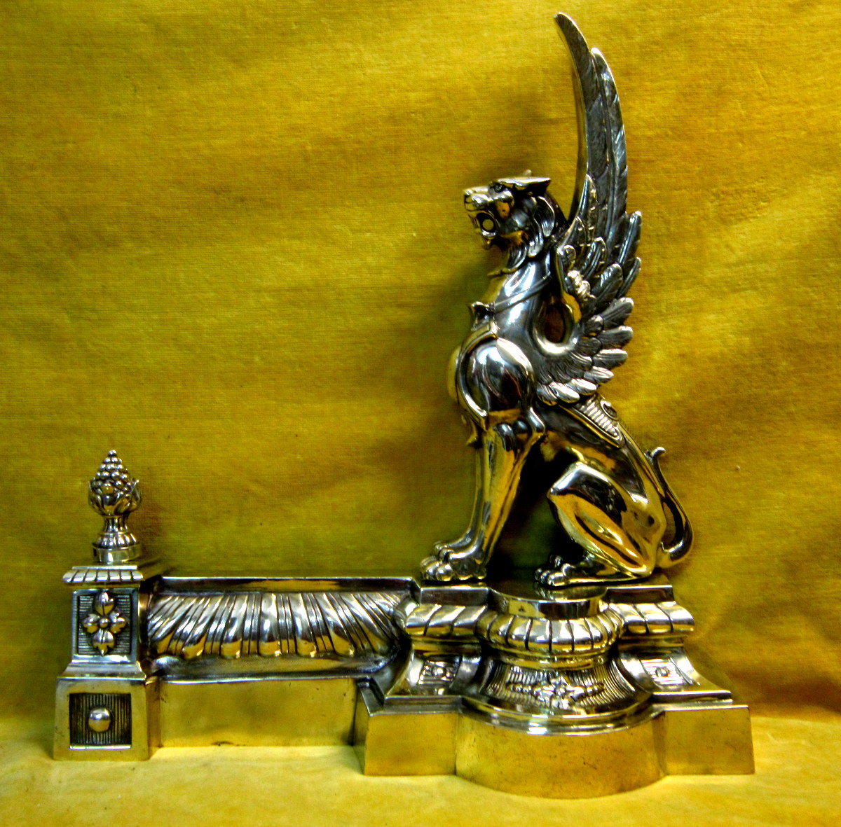 Devant De Cheminée Barre De Foyer Réglable Griffons Ailés Bronze Empire -photo-3