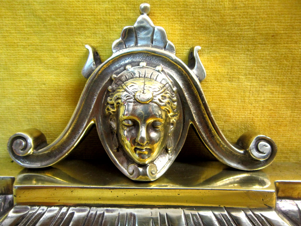 Devant De Cheminée Barre De Foyer Réglable Griffons Ailés Bronze Empire -photo-2