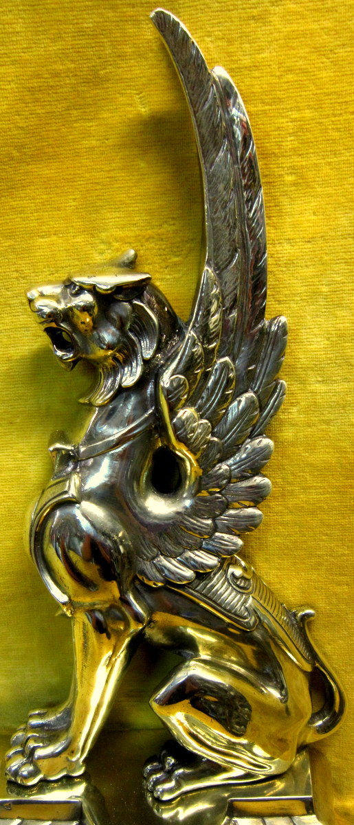 Devant De Cheminée Barre De Foyer Réglable Griffons Ailés Bronze Empire -photo-3