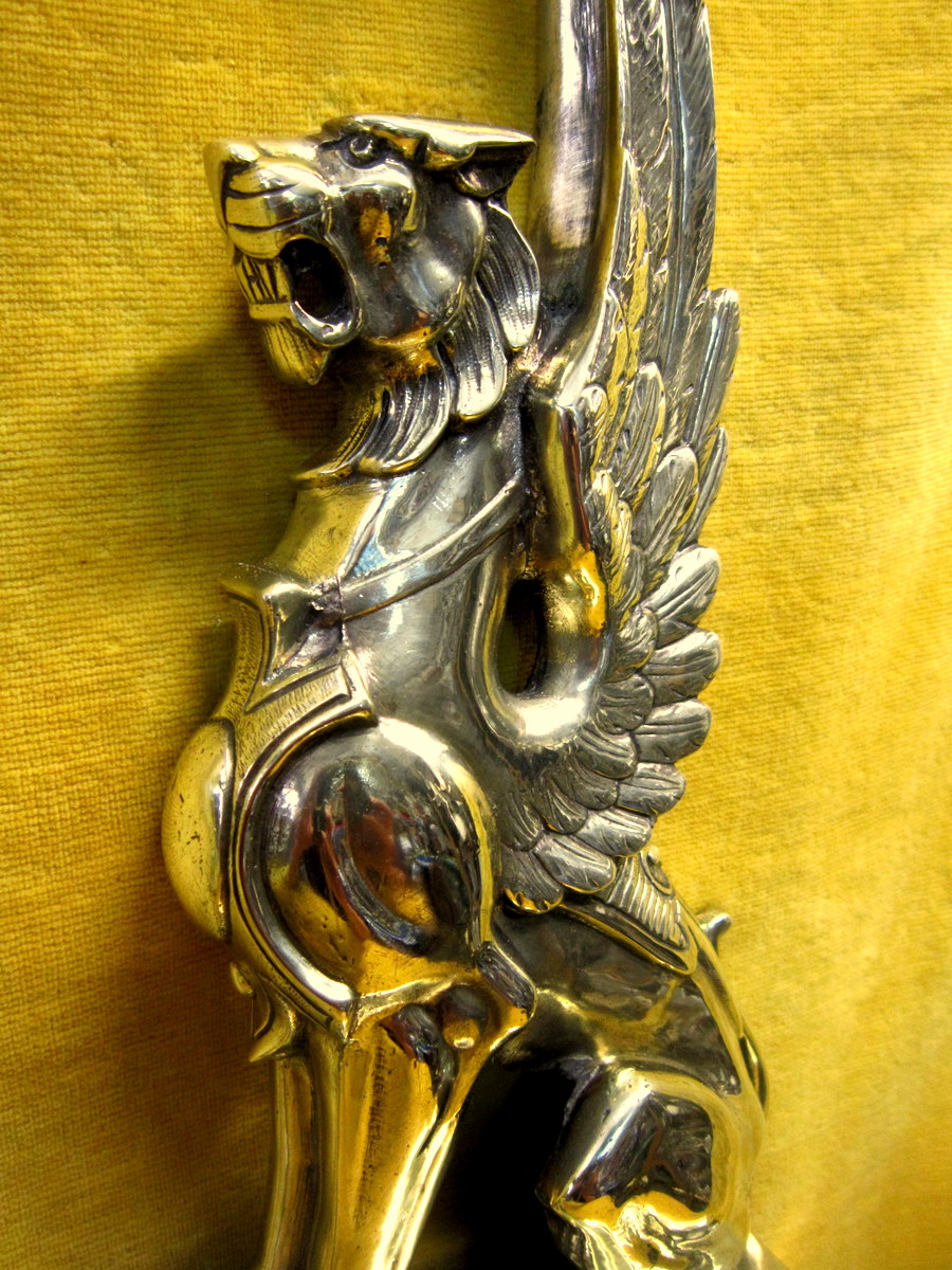 Devant De Cheminée Barre De Foyer Réglable Griffons Ailés Bronze Empire -photo-4