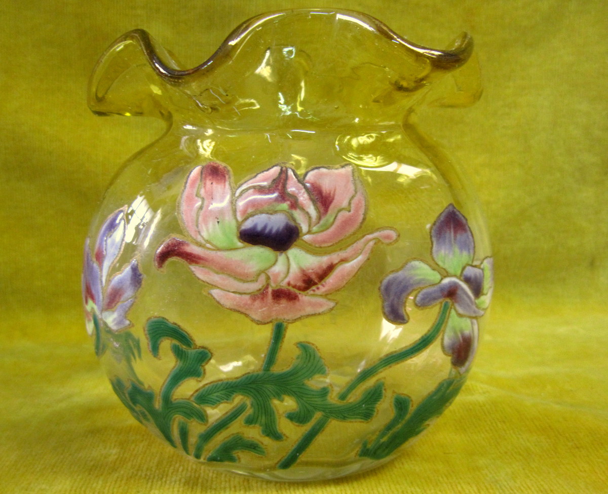 Art Nouveau Enameled Vase St Legras Monjoye Expo Paris 1900