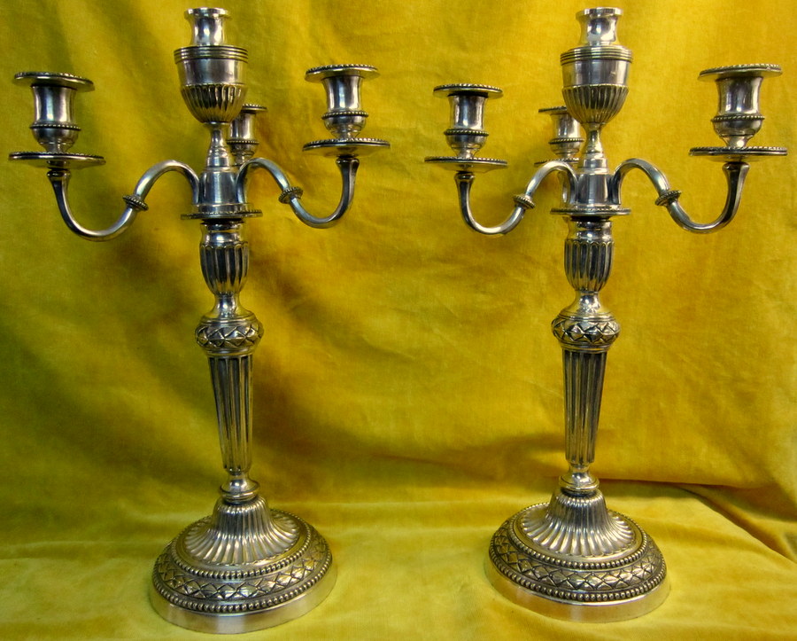 Large Candelabra Candlesticks Cassolettes St Lxvi Silver Bronze 4 Lights-photo-2
