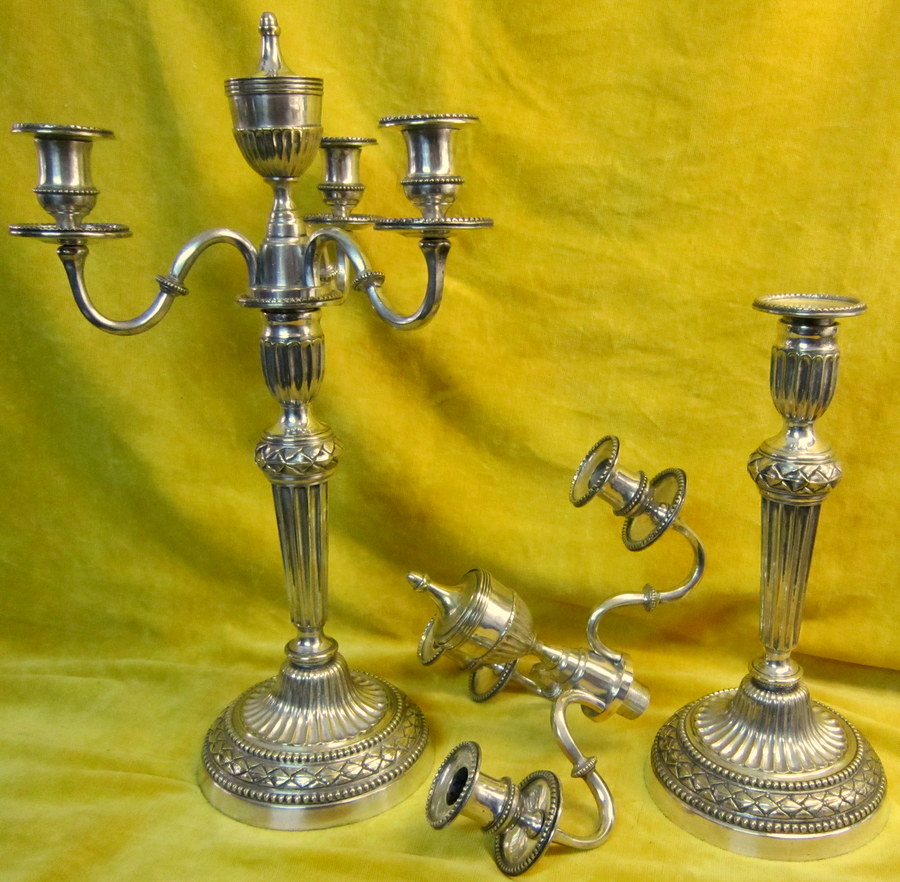 Large Candelabra Candlesticks Cassolettes St Lxvi Silver Bronze 4 Lights-photo-3
