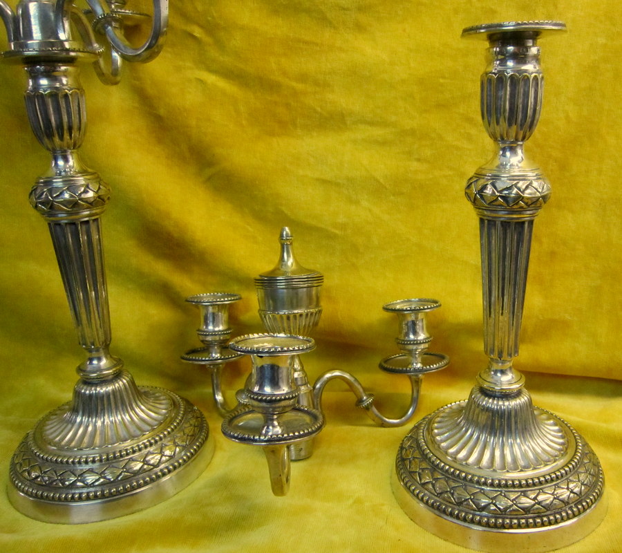 Large Candelabra Candlesticks Cassolettes St Lxvi Silver Bronze 4 Lights-photo-4