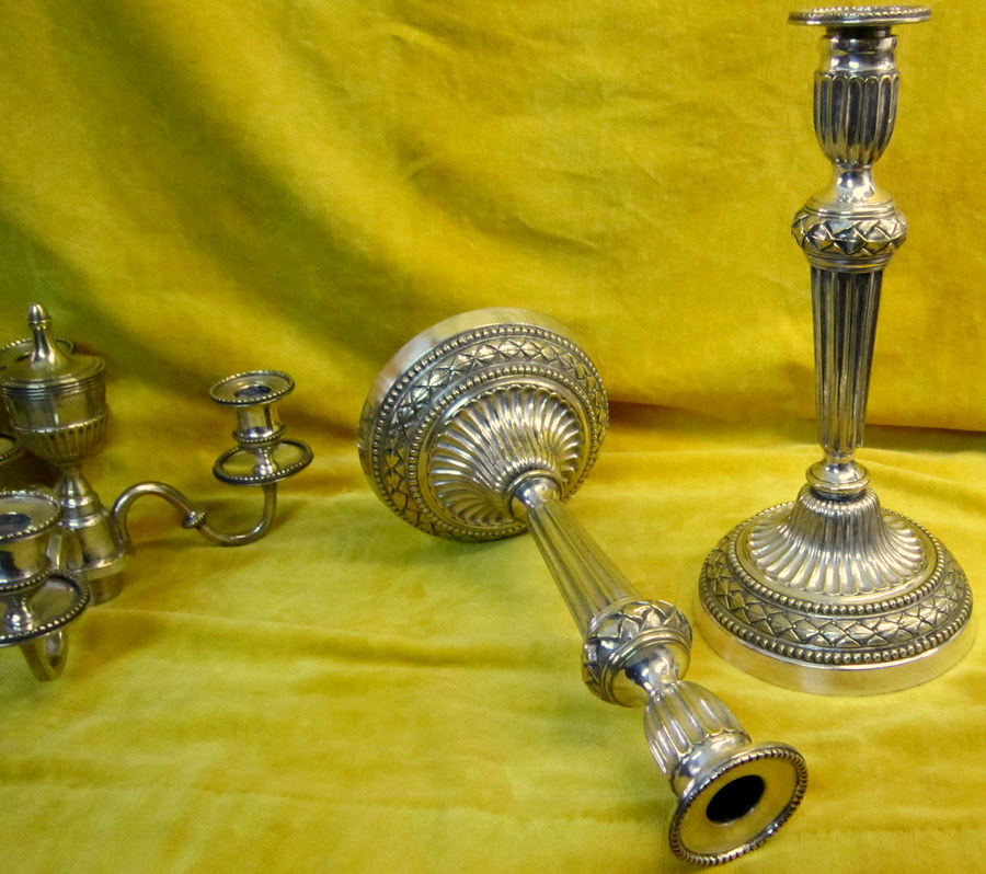 Large Candelabra Candlesticks Cassolettes St Lxvi Silver Bronze 4 Lights-photo-6