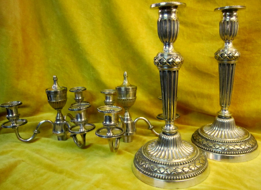 Large Candelabra Candlesticks Cassolettes St Lxvi Silver Bronze 4 Lights-photo-7