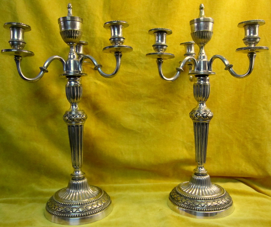 Large Candelabra Candlesticks Cassolettes St Lxvi Silver Bronze 4 Lights-photo-8