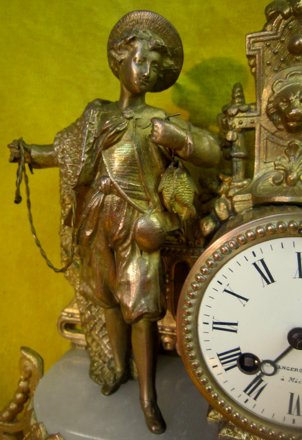 Romantic Golden Pendulum Young Fisherman In Filet St 18th Napoleon III-photo-5