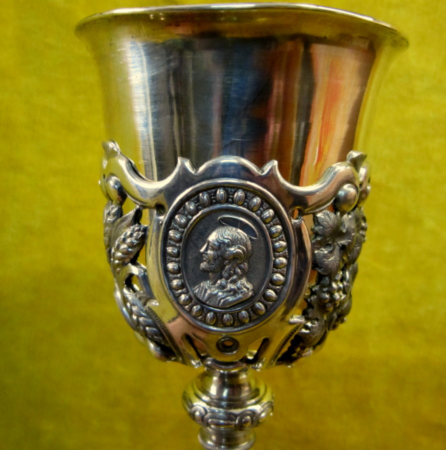 Neo-renaissance Chalice Chiseled Silver And Vermeil 19th-photo-4