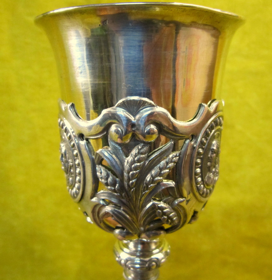 Neo-renaissance Chalice Chiseled Silver And Vermeil 19th-photo-6