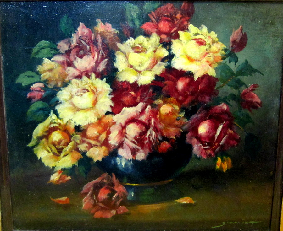 Still Life Bouquet Of Roses In Vase Year 50
