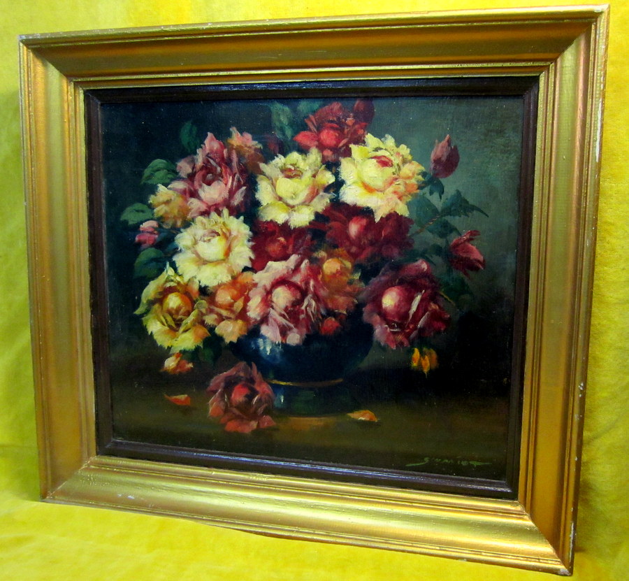 Still Life Bouquet Of Roses In Vase Year 50-photo-3