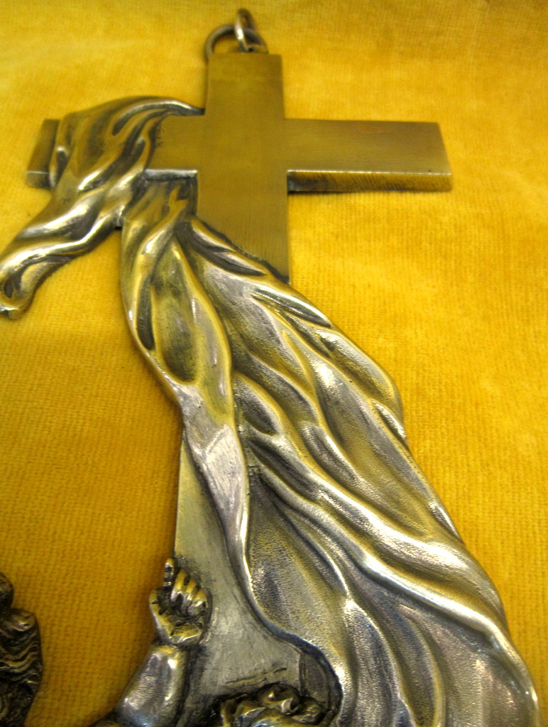 Grand Bénitier Bronze Angelots Et Croix St Lxv Fin 18 Début 19éme-photo-2