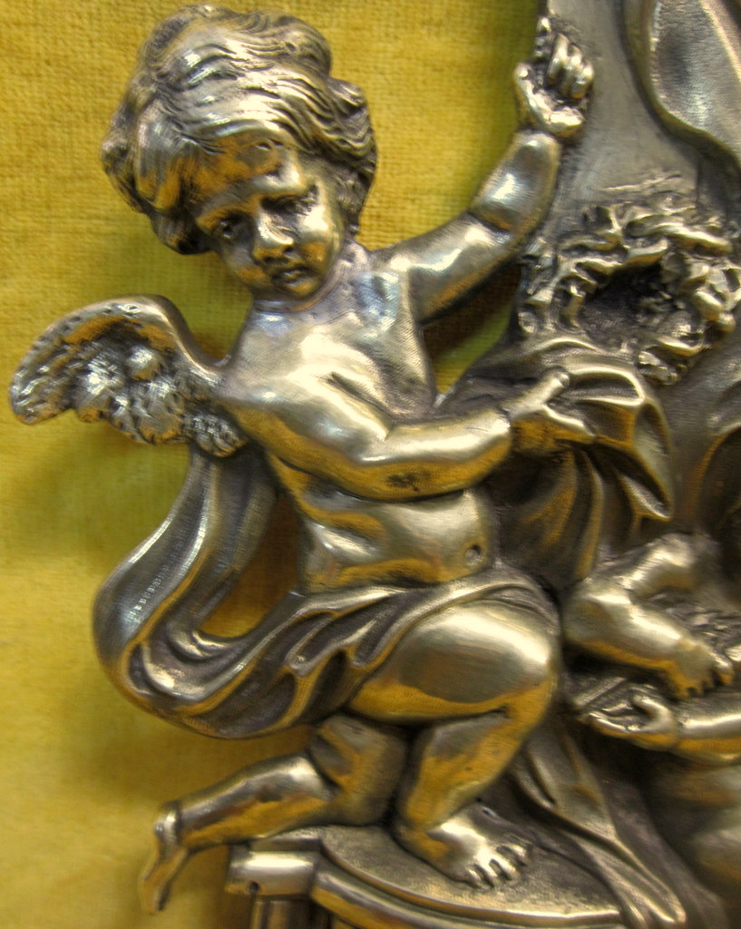 Grand Bénitier Bronze Angelots Et Croix St Lxv Fin 18 Début 19éme-photo-1