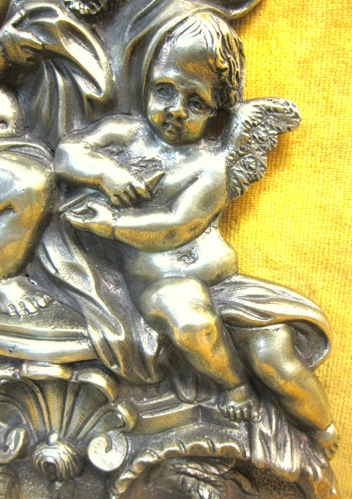 Grand Bénitier Bronze Angelots Et Croix St Lxv Fin 18 Début 19éme-photo-2