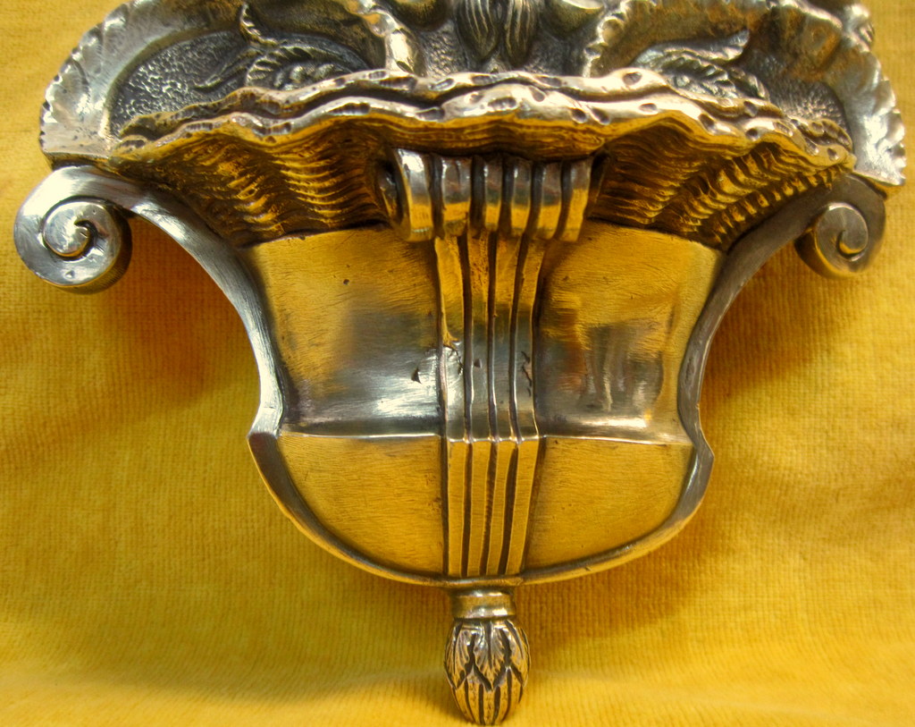 Grand Bénitier Bronze Angelots Et Croix St Lxv Fin 18 Début 19éme-photo-4