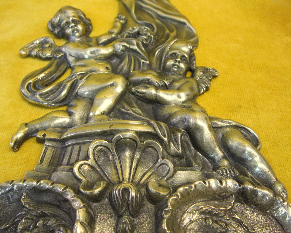 Grand Bénitier Bronze Angelots Et Croix St Lxv Fin 18 Début 19éme-photo-7